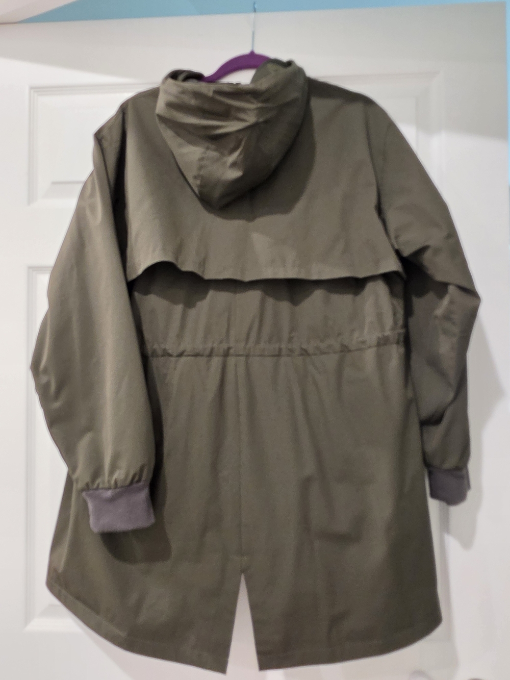 Olive Hooded Raincoat Jacket - Women's Longer Length RainCoat